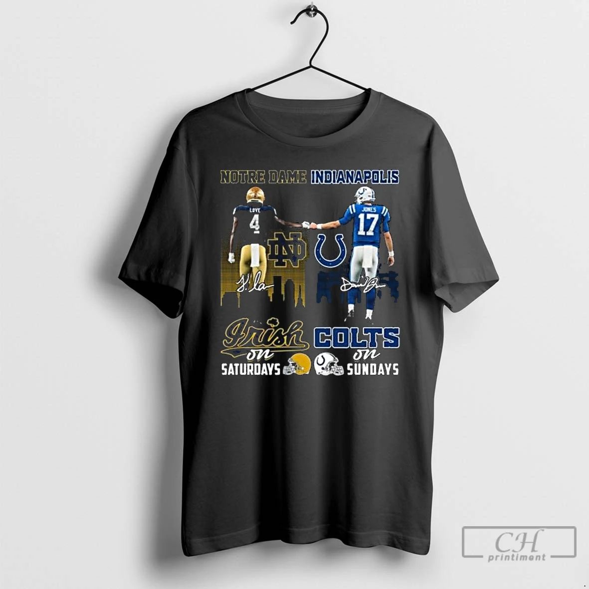 Premium Notre Dame Fighting Irish Loves On Saturdays And Indianapolis Colts Jones On Sundays Signatures