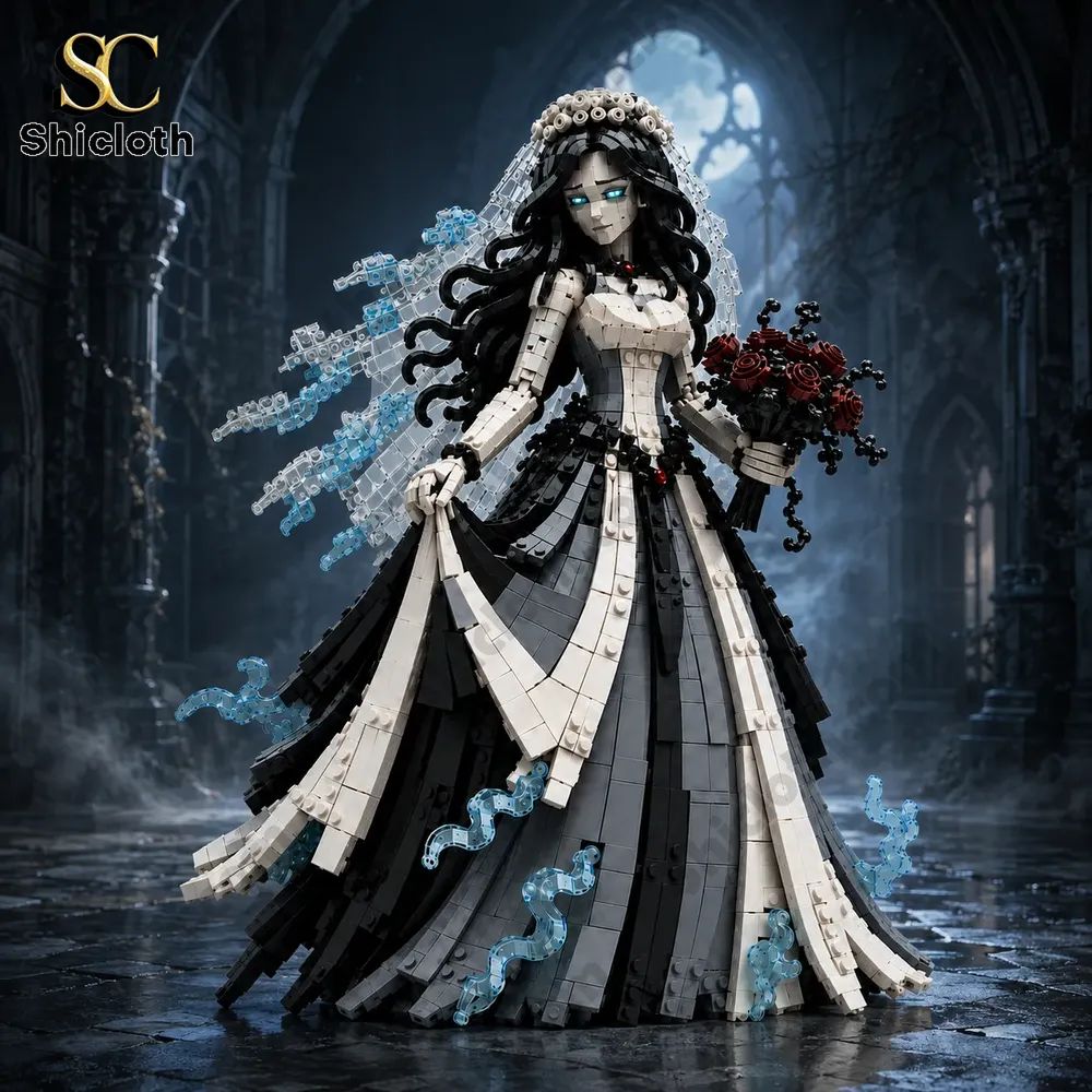 Ghost Bride Gothic Wedding Collector Display Building Brick Set