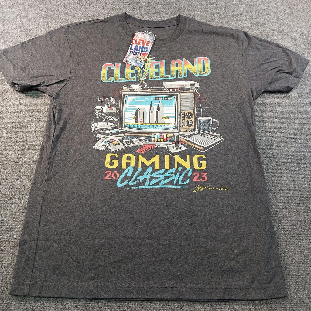 Cleveland Gaming Classic 2023 T-Shirt Mens Large Gray Retro Video Game Tee