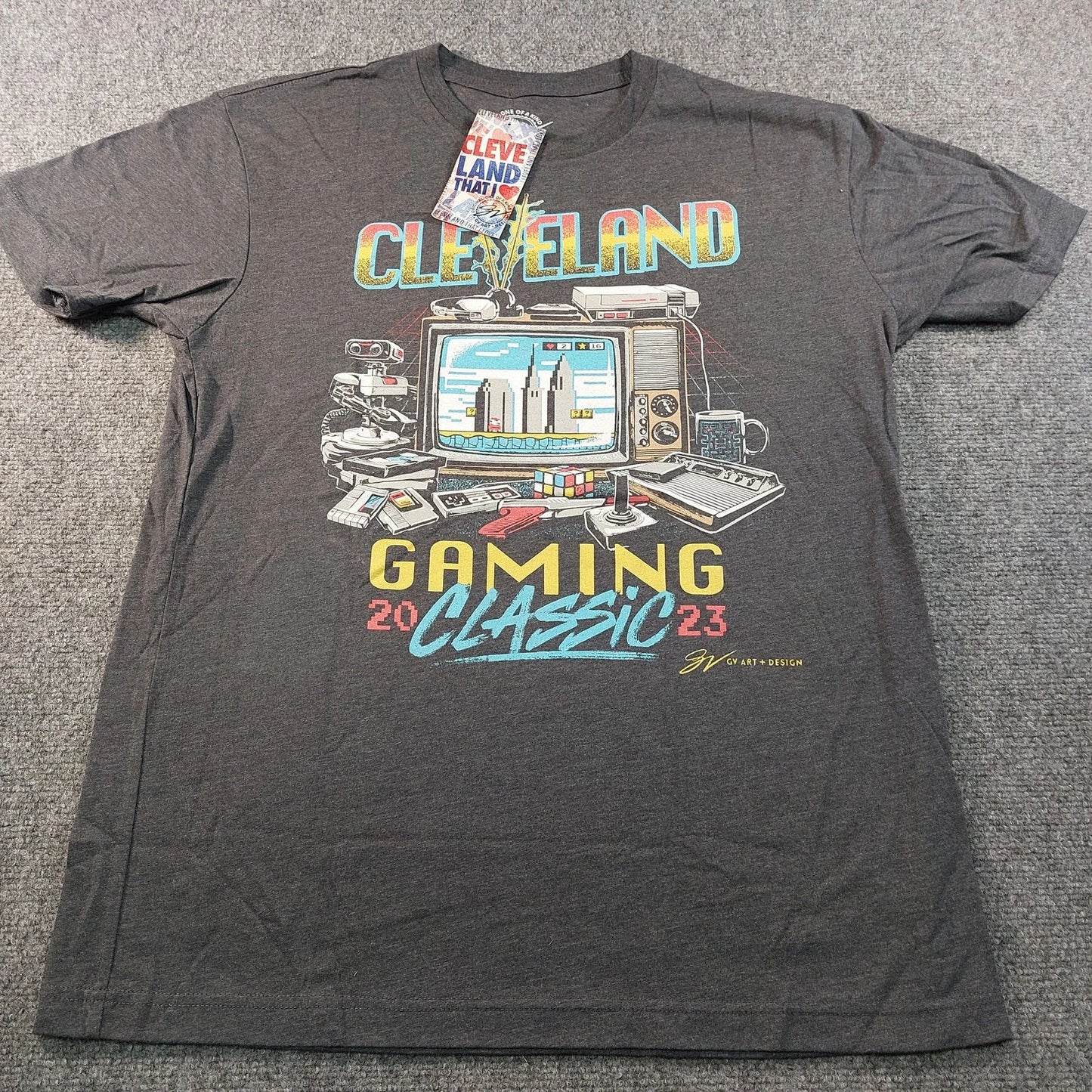 Cleveland Gaming Classic 2023 T-Shirt Mens Large Gray Retro Video Game Tee