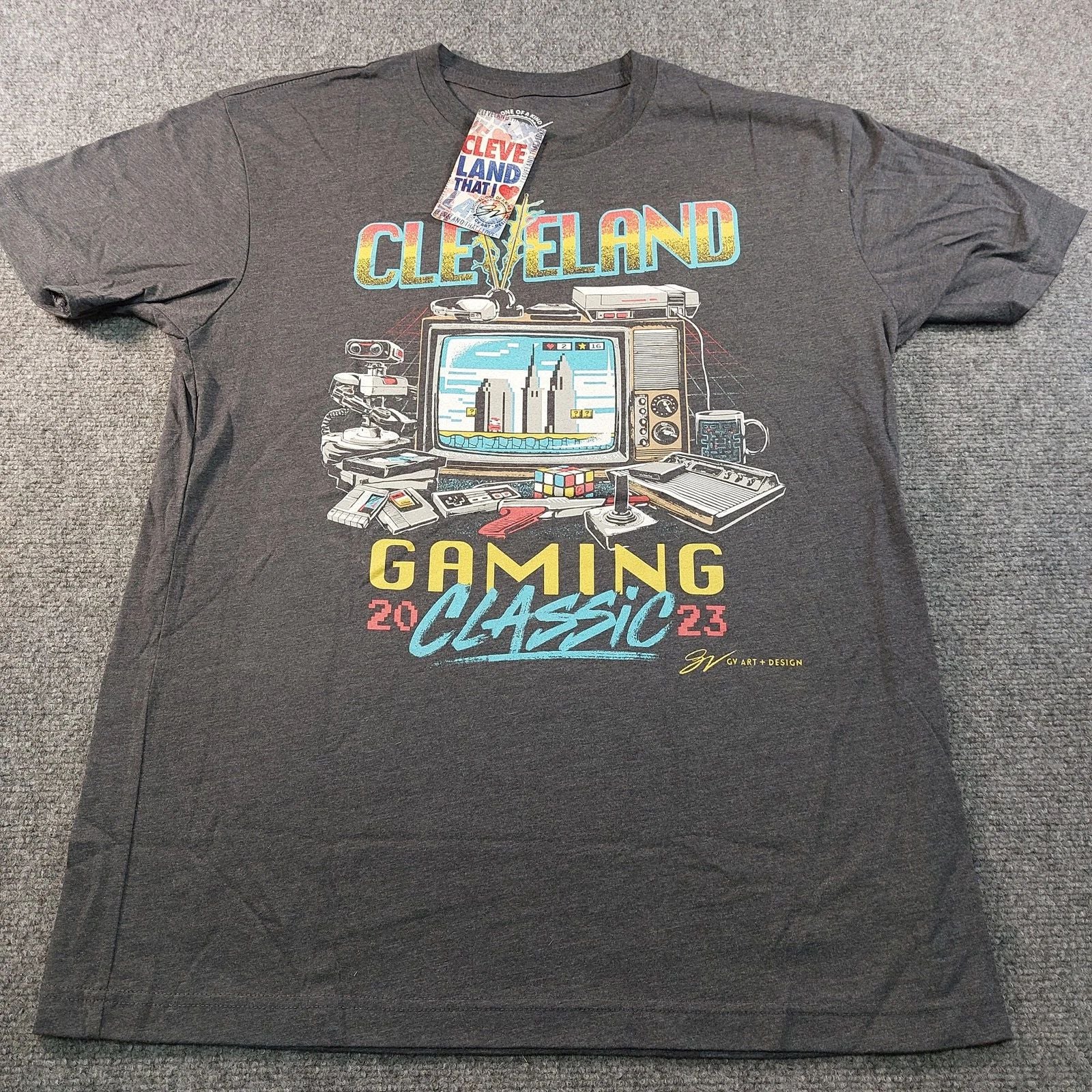 Cleveland Gaming Classic 2023 T-Shirt Mens Large Gray Retro Video Game Tee