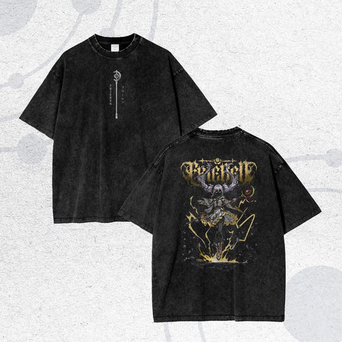 Anime Mage Shirt Oversized Snow Washed Cotton Fantasy Graphic Tee Gift