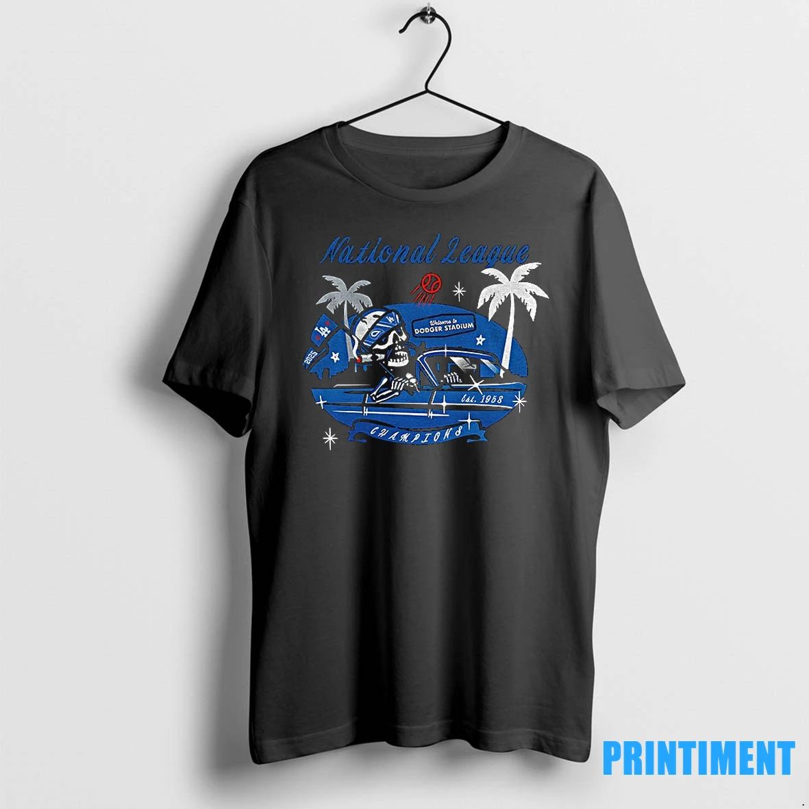 Skeleton Fan Los Angeles Dodgers Welcome To Dodgers Stadium National League Est 1958 Champions Tshirts
