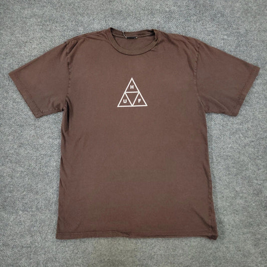 HUF Shirt Men's Medium Brown Graphic Tee Short Sleeve Spell Out Pullover Adult M