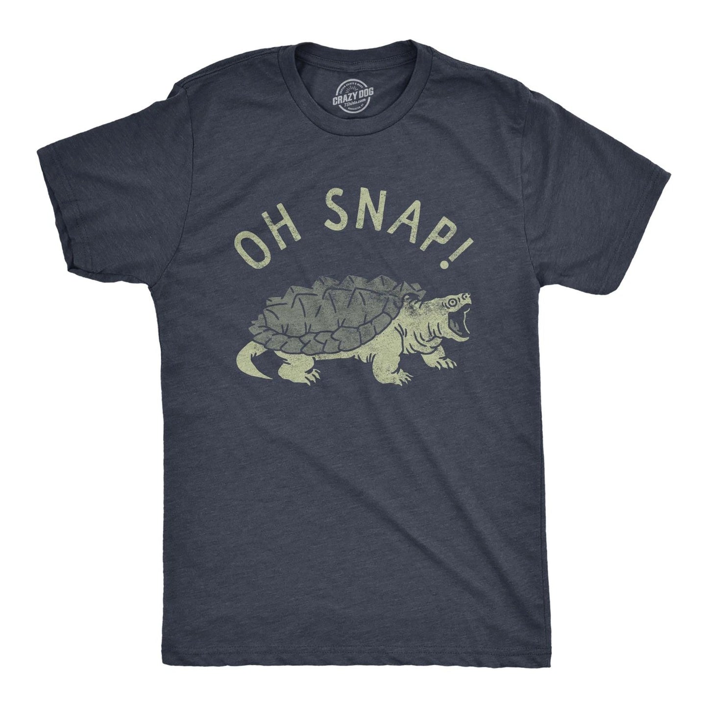 Mens Oh Snap T Shirt Funny Sarcastic Snapping Turtle Joke Tee for Guys