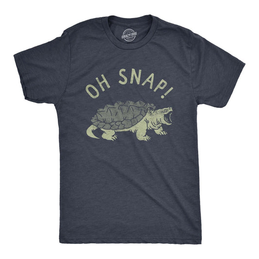 Mens Oh Snap T Shirt Funny Sarcastic Snapping Turtle Joke Tee for Guys