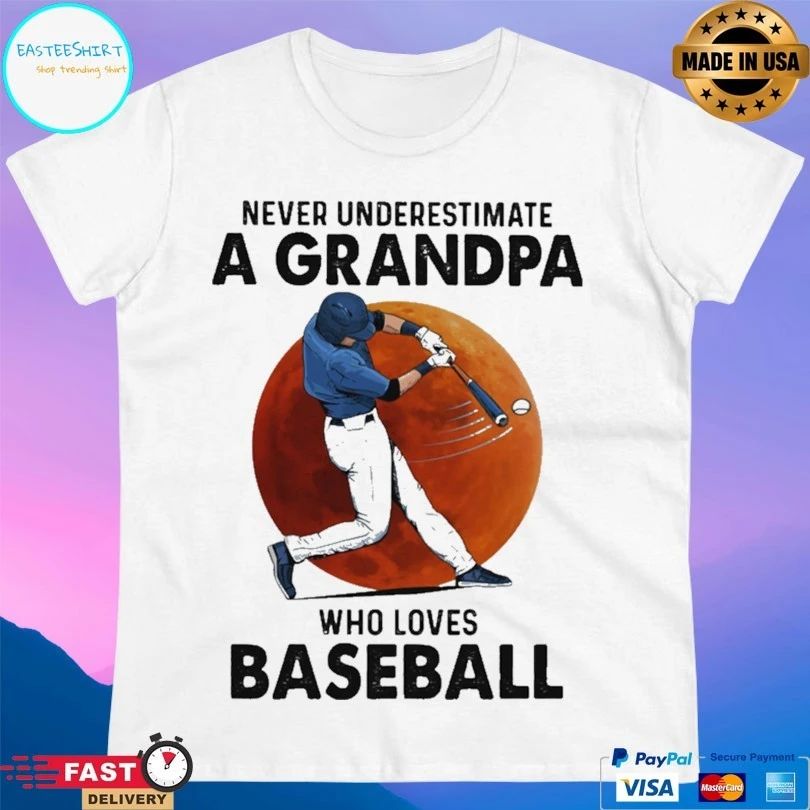 Never Underestimate A Grandpa Who Loves Baseball Blood Moon T-shirt
