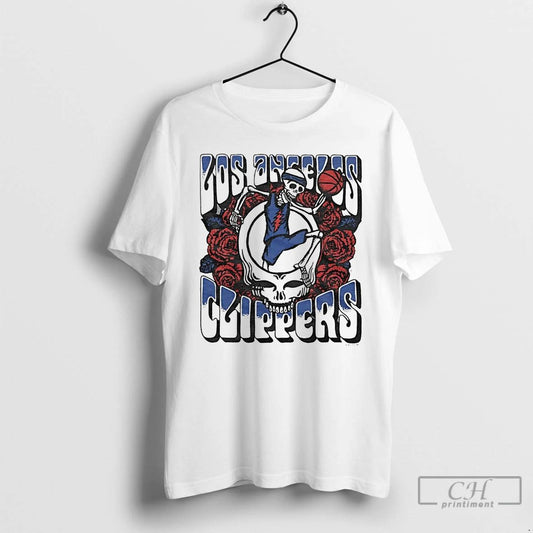 Classic Los Angeles Clippers Grateful Dead Skull T Shirts