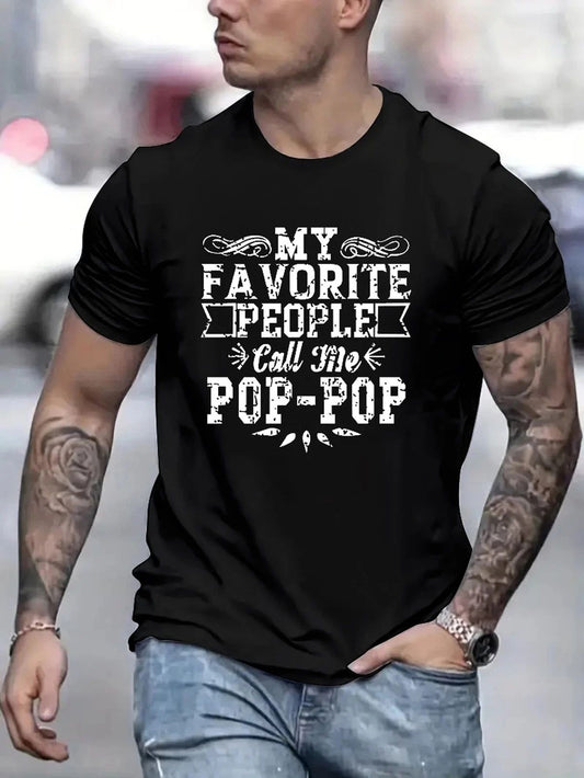 Men's Funny Pop Pop Grandpa T-Shirt Favorite People Call Me PopPop Tee