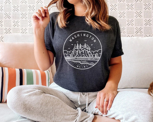Washington Minimal Skyline Design Shirt Travel Gift Washington Trip Souvenir Tee