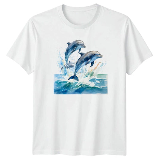 Leaping Dolphins Marine Life Animals Mens T-Shirt Womens Tee Watercolor Graphic