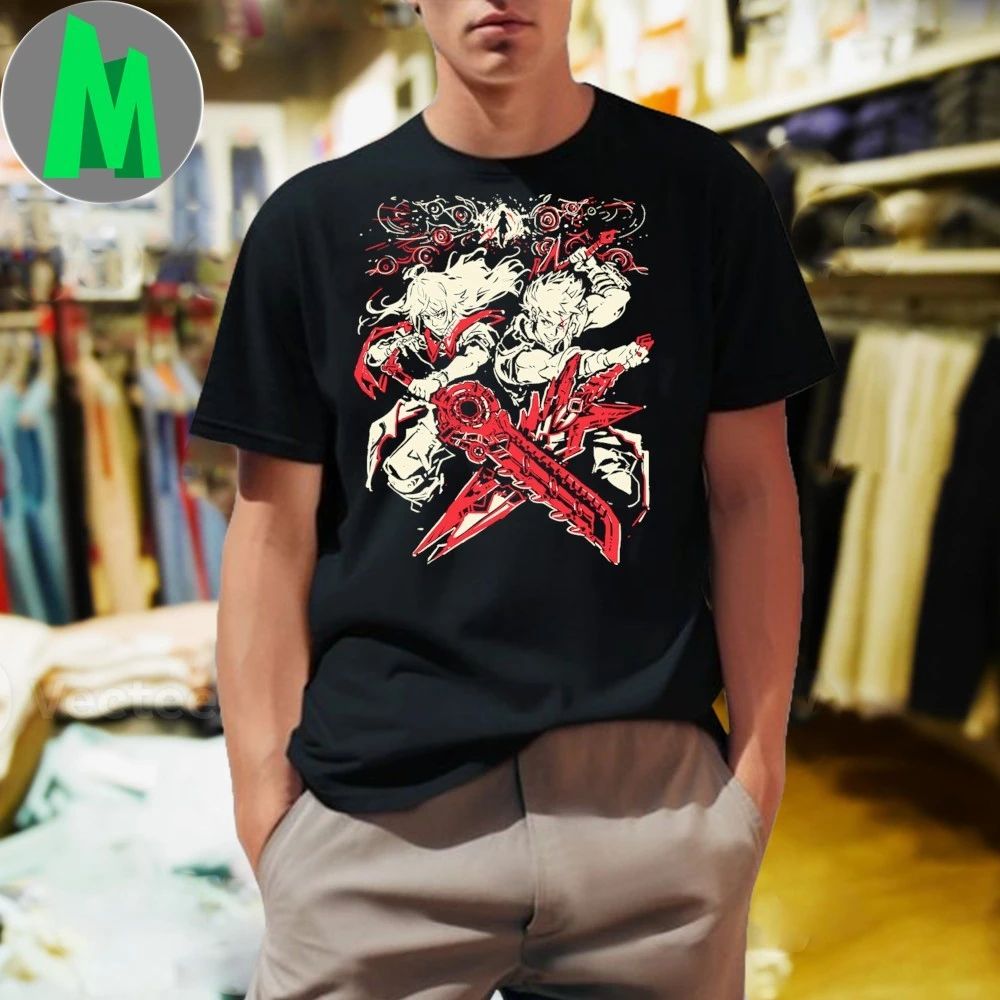 t-shirt featuring fan art inspired by the video game Xenoblade Chronicles, titled It Has To Start With Me