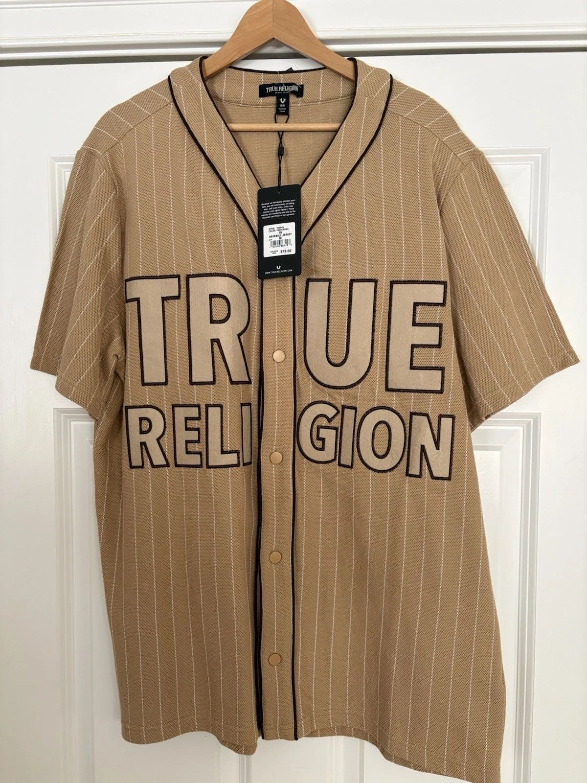 NWT TRUE RELIGION BASEBALL JERSEY HIGH QUALITY MENS M STYLISH CHEAP RET $79!
