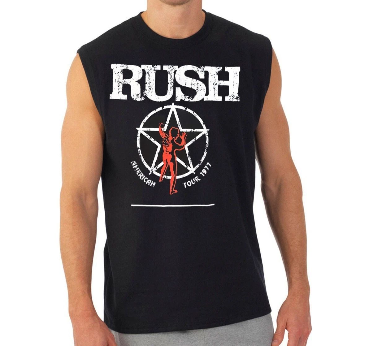 RUSH ROCK Band Men's Black Muscle Shirt