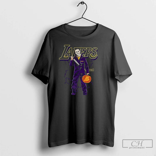 Classic Michael Myers X Los Angeles Lakers Basketball Lakeshow Halloween T Shirts