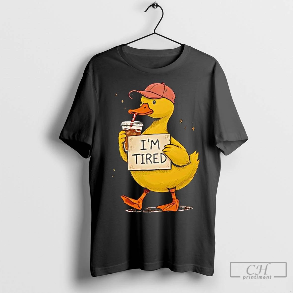 Premium Im Tired Duck Drinking Coffee
