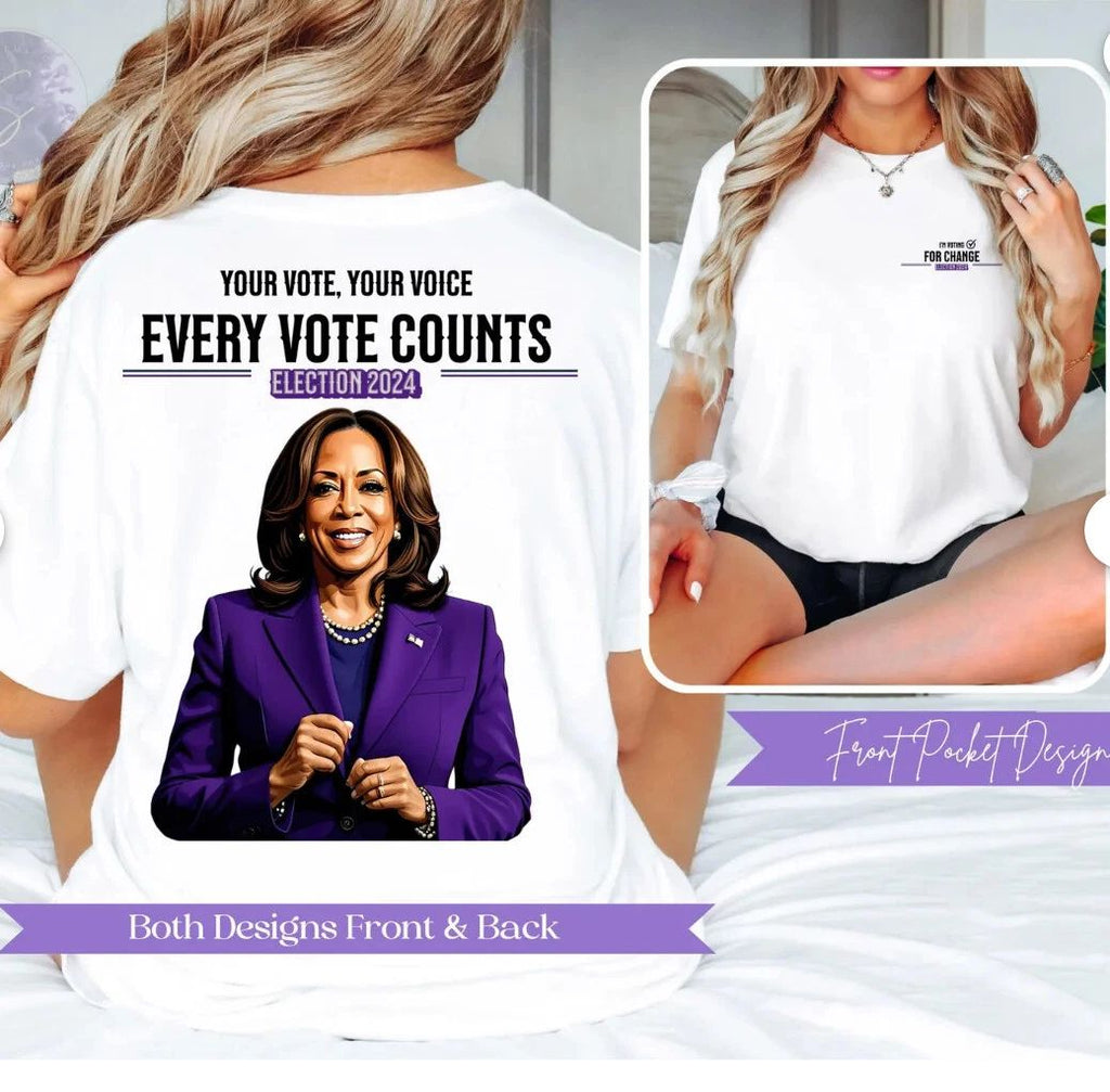 Kamala Harris Election 2024 T-Shirt Adult Unisex Tee "YOUR VOTE,YOUR VOICE"