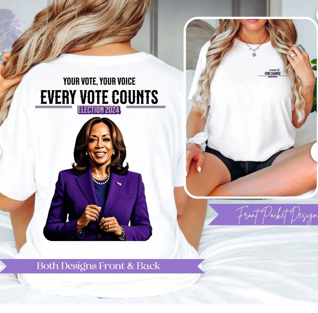 Kamala Harris Election 2024 T-Shirt Adult Unisex Tee "YOUR VOTE,YOUR VOICE"