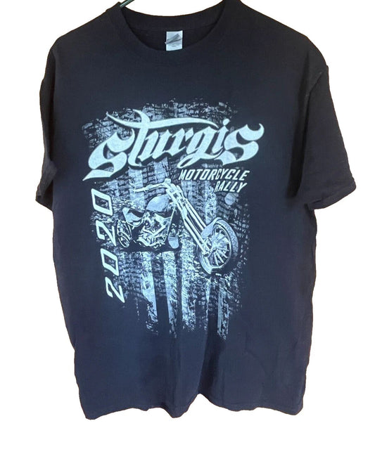 2020 Sturgis Motorcycle Rally T-Shirt Black Large Heavy Cotton Gildan Mens Biker