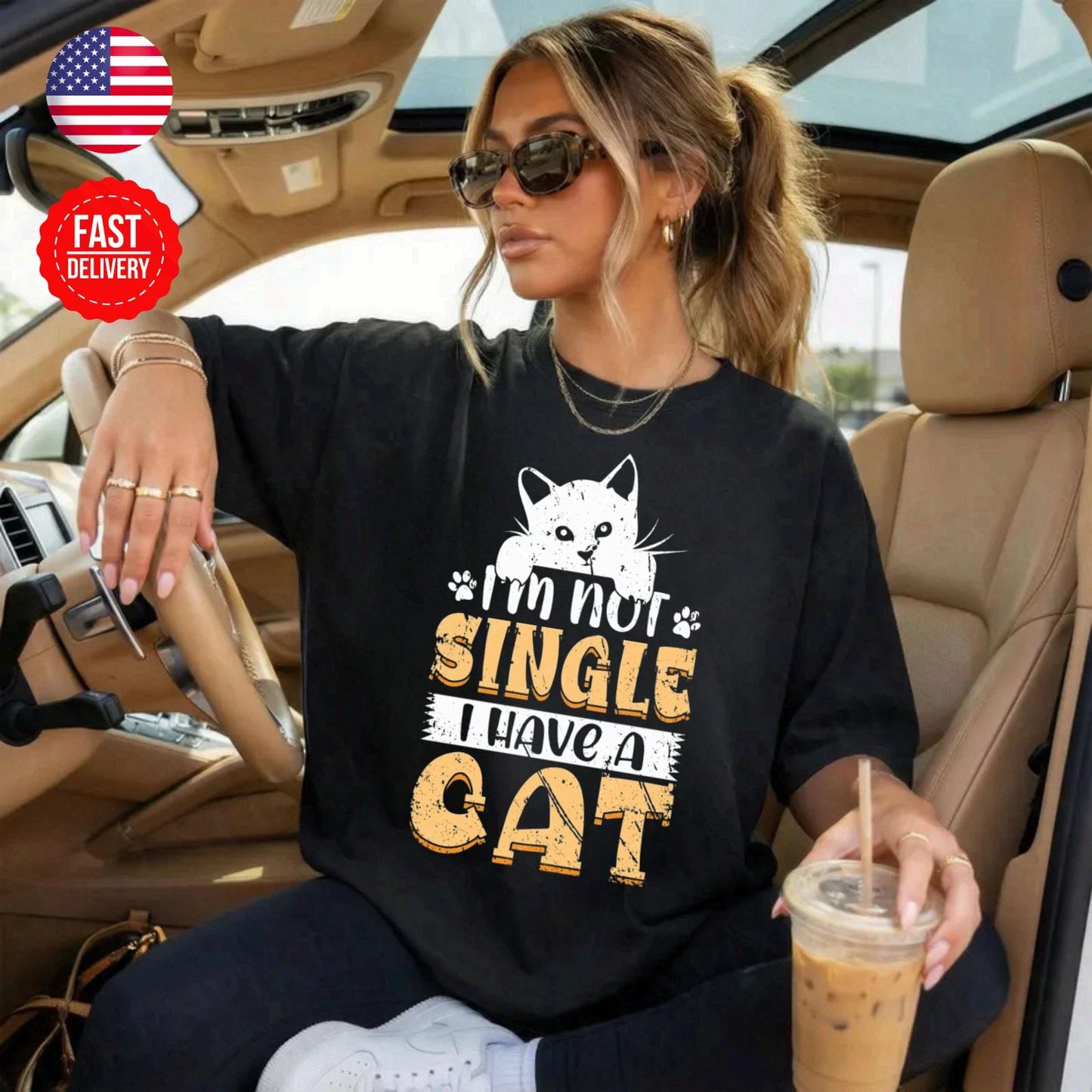 Single Cat T-Shirt Cute Kitty Lover Gift Graphic Tee S-4XL