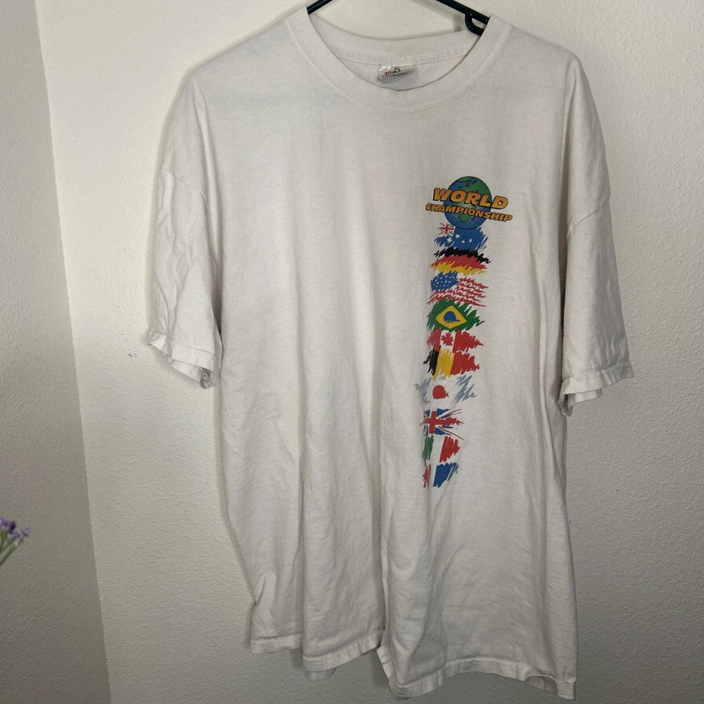 World Championship Flag T Shirt Tee Adult Men's 2XL Hanes Short Sleeve