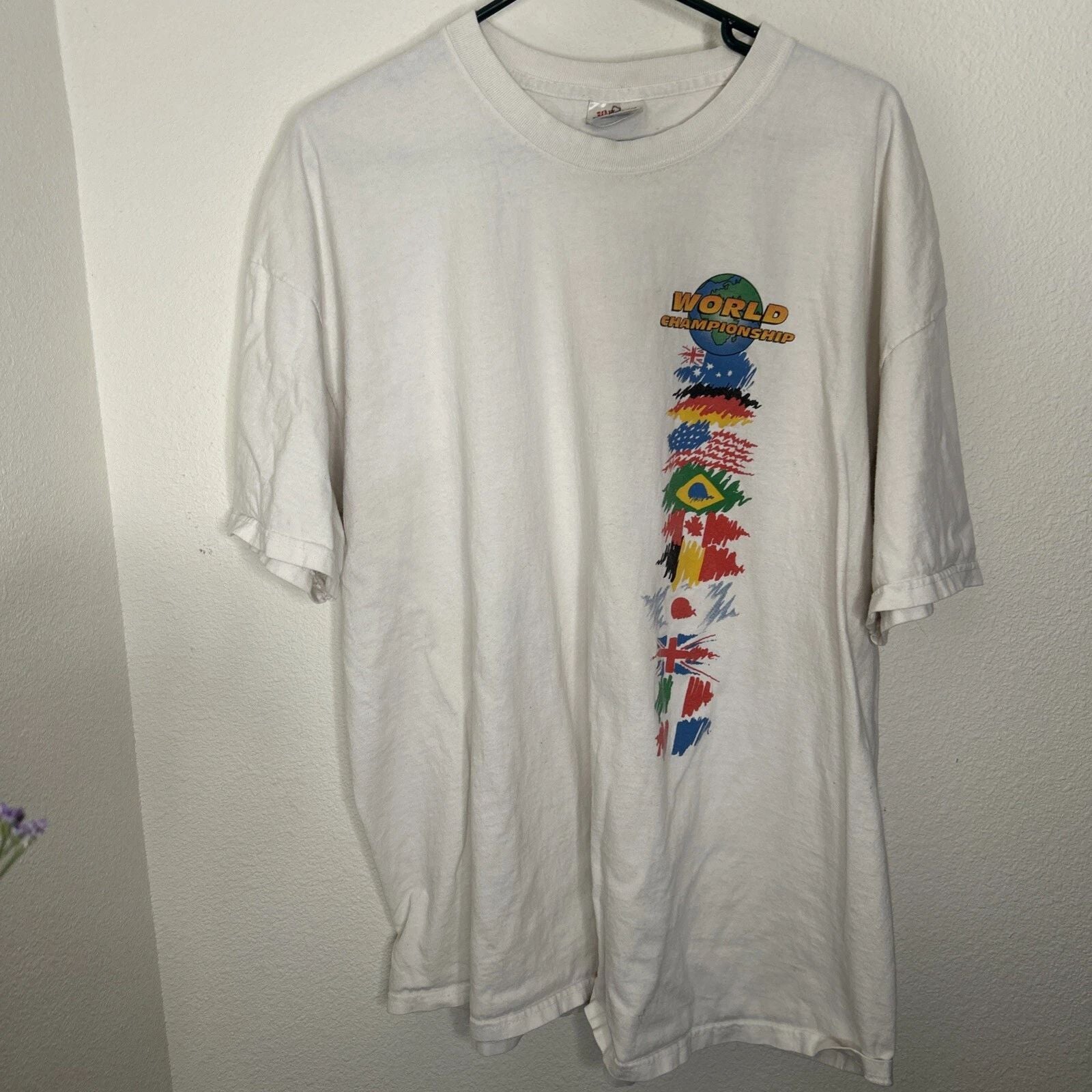 World Championship Flag T Shirt Tee Adult Men's 2XL Hanes Short Sleeve