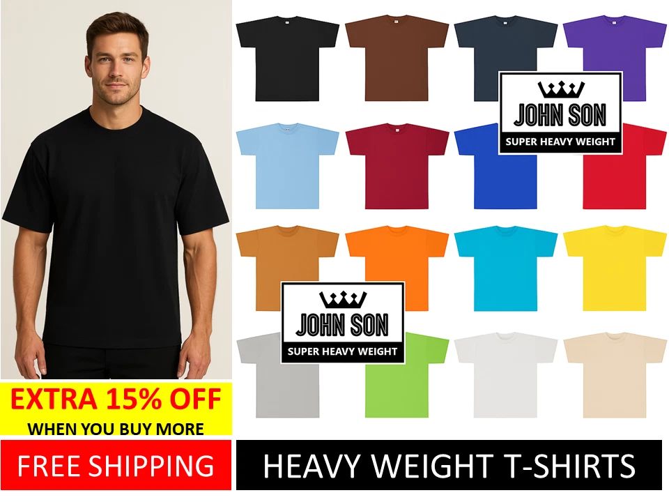 Men's Plain T-shirts Short Sleeve Blank Cotton Heavy Weight Big Size [JOHN SON]