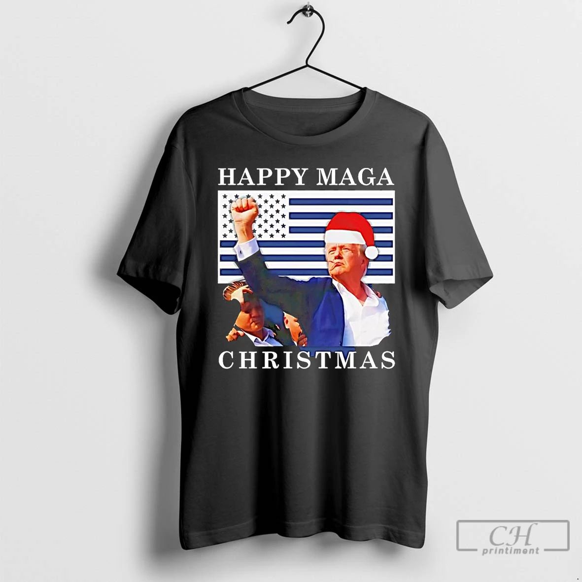 Classic Donald Trump Strong Fist Happy Maga Christmas T Shirts