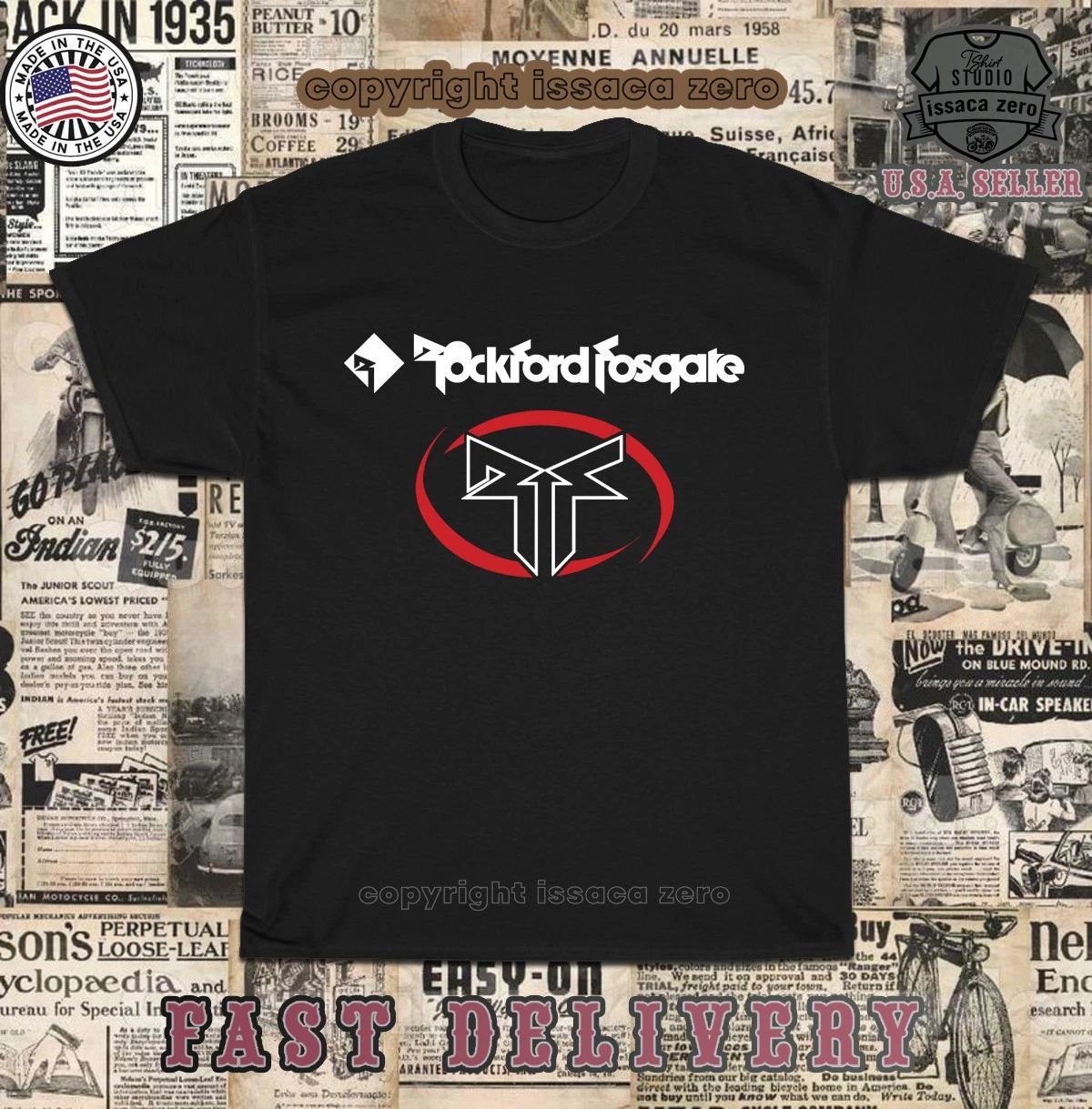 New Tees Rockford Fosgate Car Amplifiers Logo Men's T-Shirt American Tees Shirt