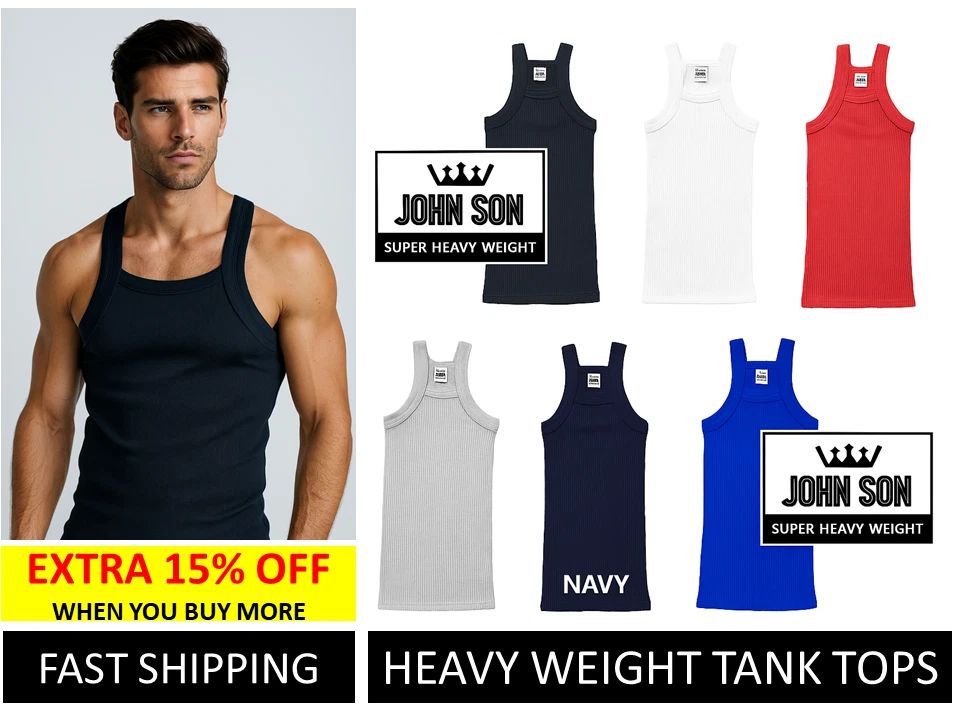 Men’s G-Unit Tank Top Heavyweight Muscle Shirt Square Cut Cotton BULK [JOHN SON]