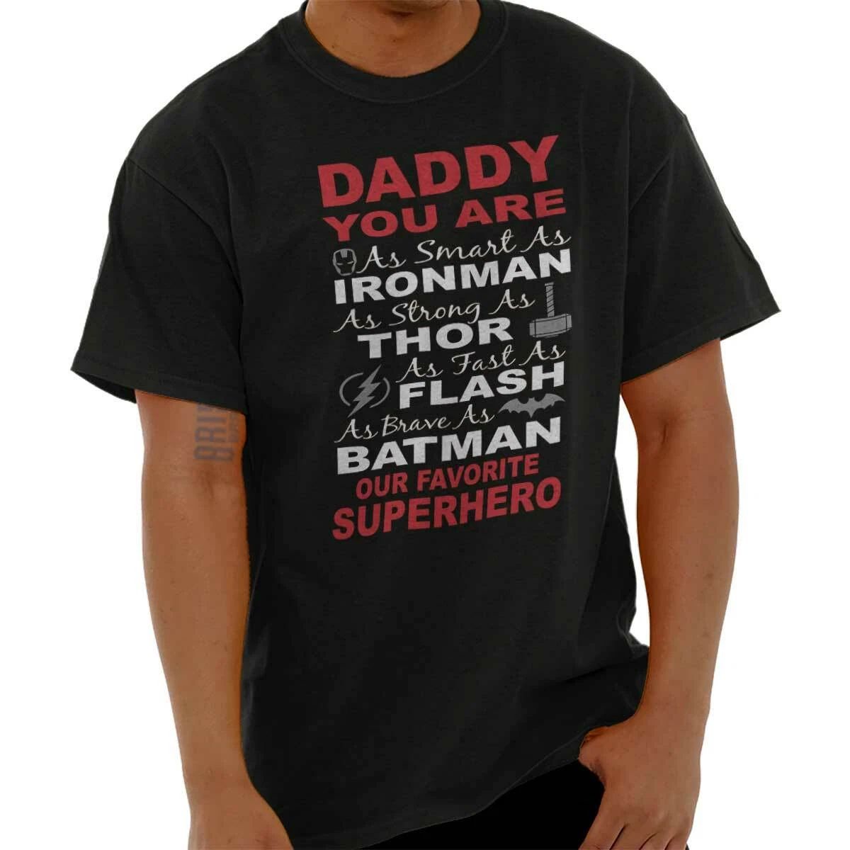 Superhero Fathers Day Daddy Comic Book Gift Mens Casual Crewneck T Shirts Tees