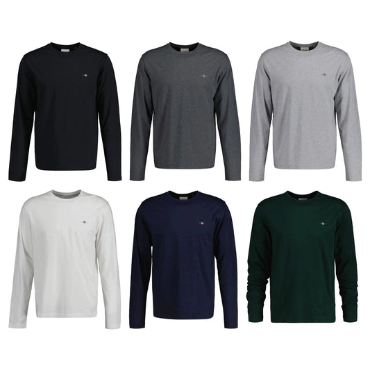 GANT Men's Long Sleeve - REGULAR SHIELD LS, Shirt, Crew Neck, Long Sleeve, Cotton...