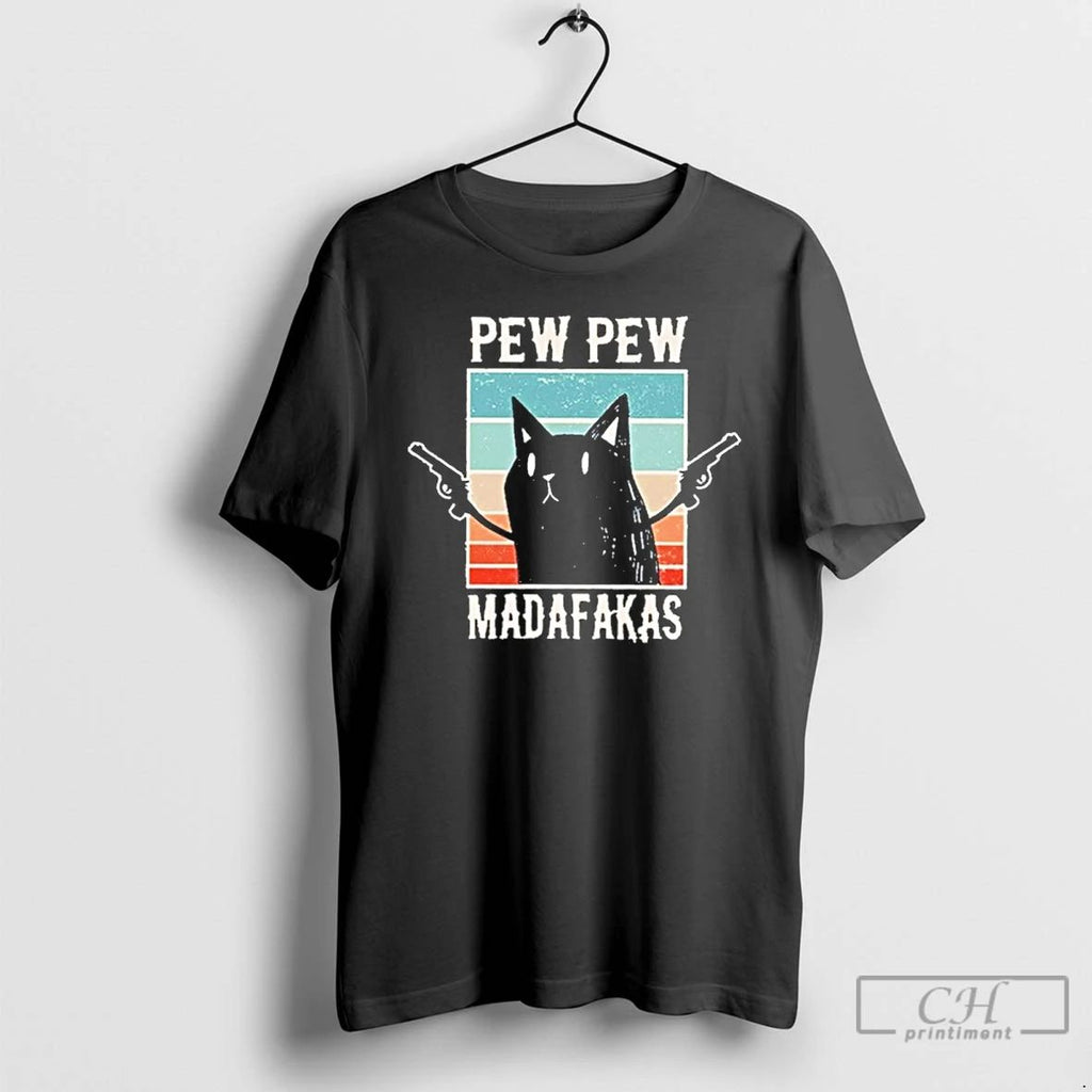 Classic Pew Pew Cat Vintage Madafakas T Shirts