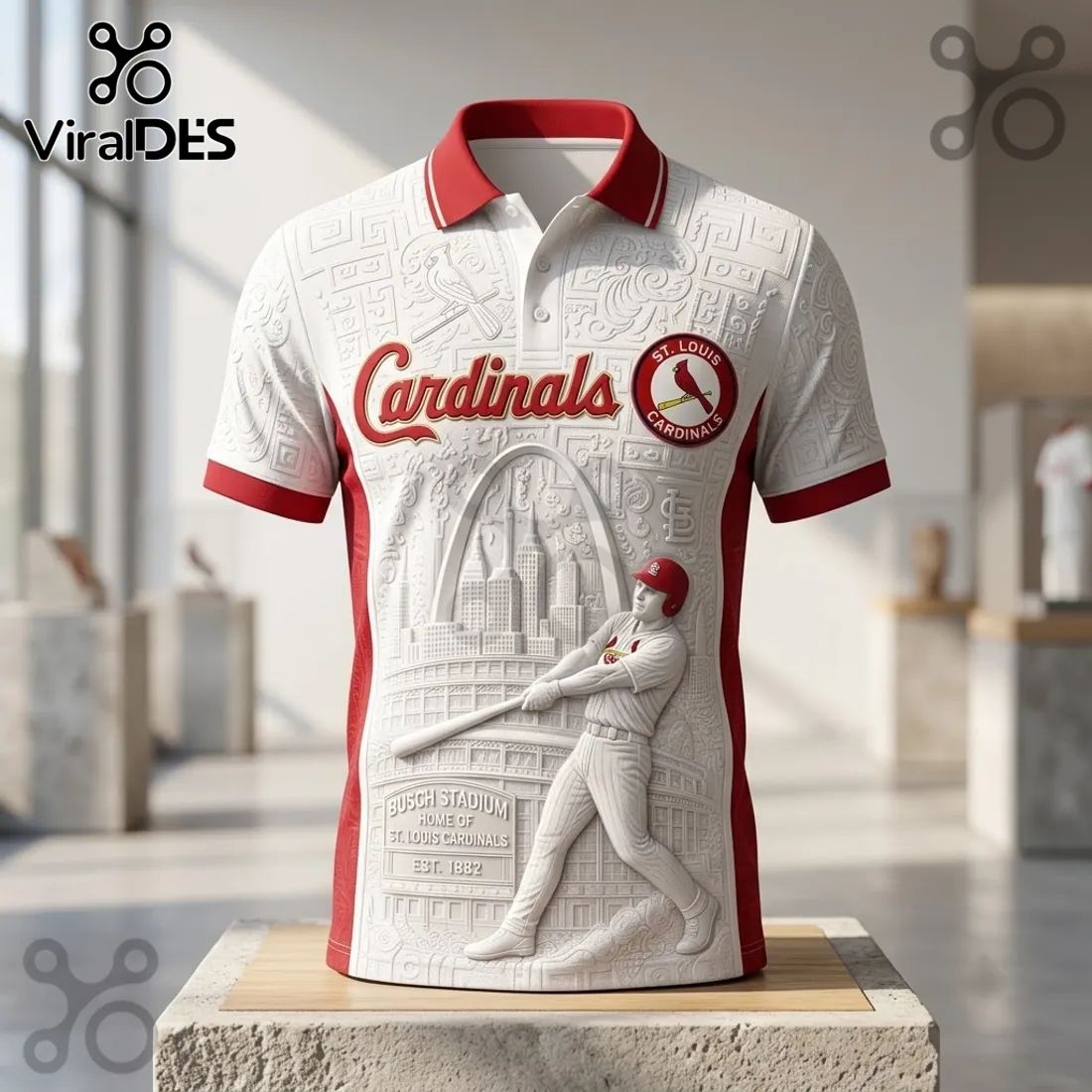 St. Louis Cardinals Busch Stadium Embossed Polo Shirt