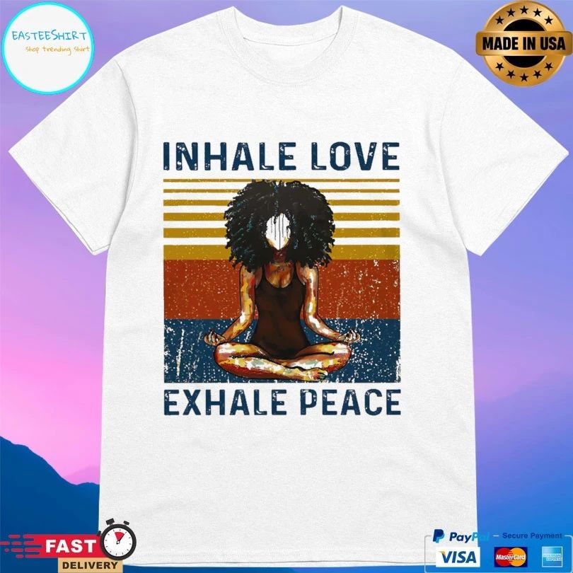 Yoga Afro Inhale Love Exhale Peace Vintage T-shirt