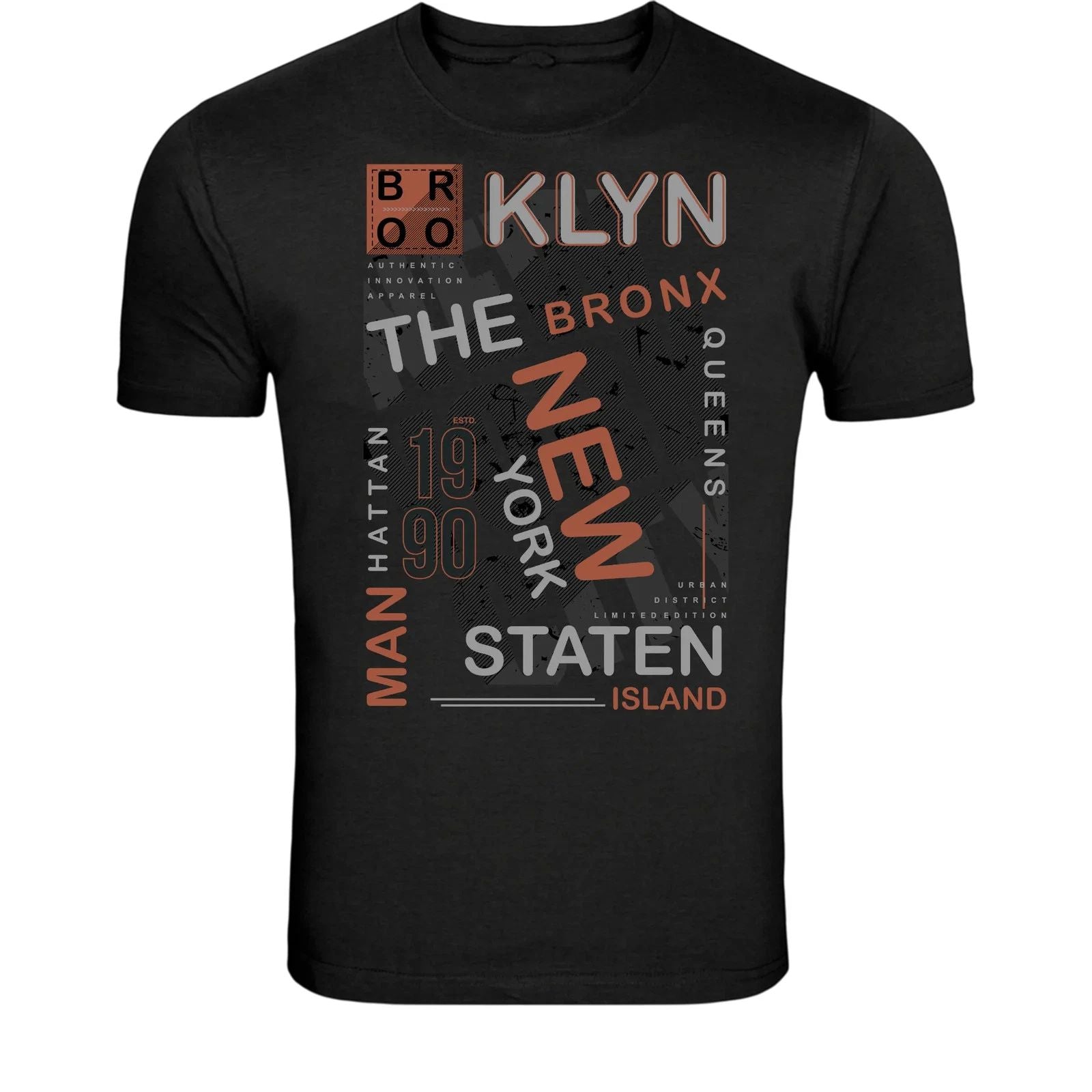 New York Boroughs Typography T-Shirt - Urban NYC Street Style