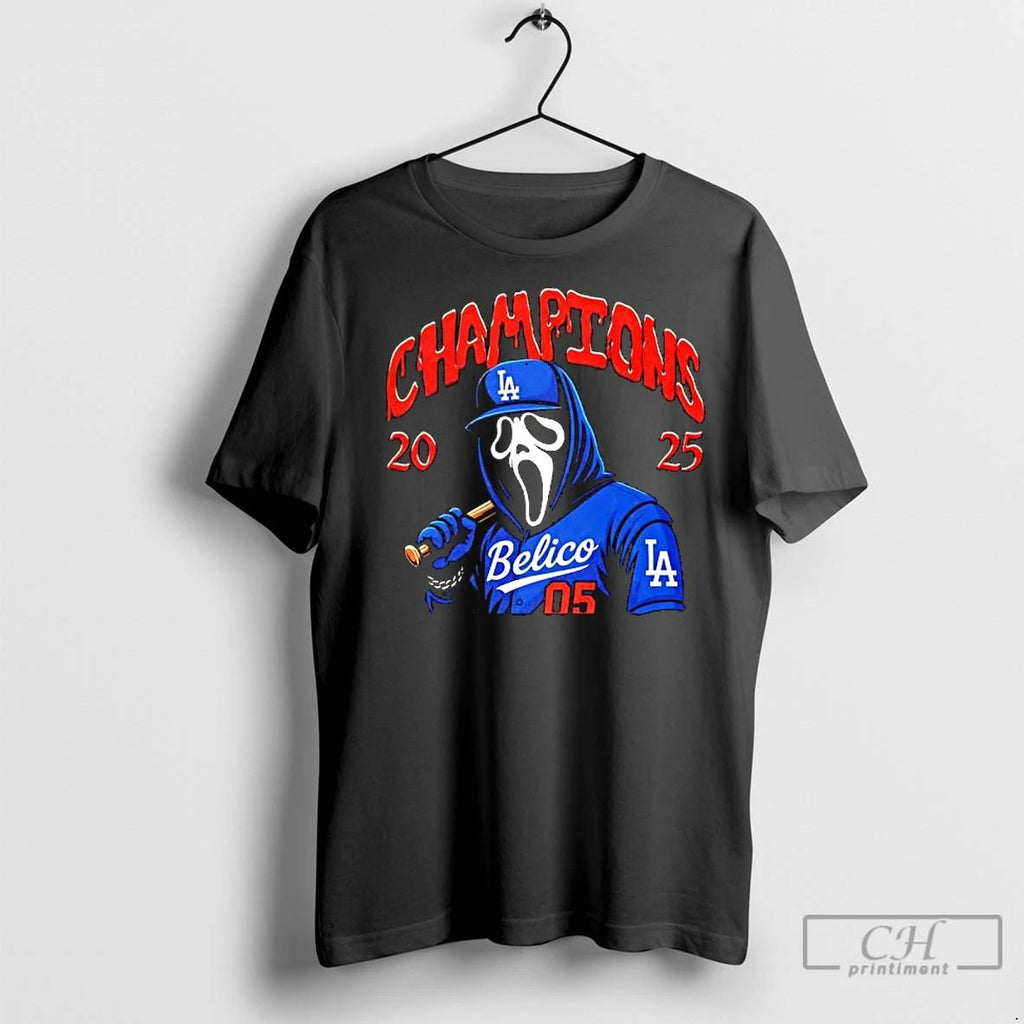 Classic Ghostface Los Angeles Dodgers Horror Player Champions 2025 Graphic 1