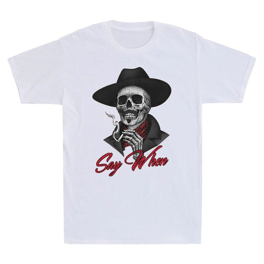 Say When Doc Holiday Skull Skeleton Waiting To Death Vintage Men's T-Shirt Black