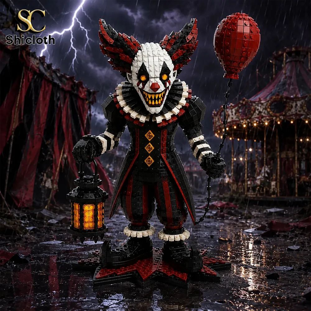 The Crimson Balloon Creepy Clown Building Set