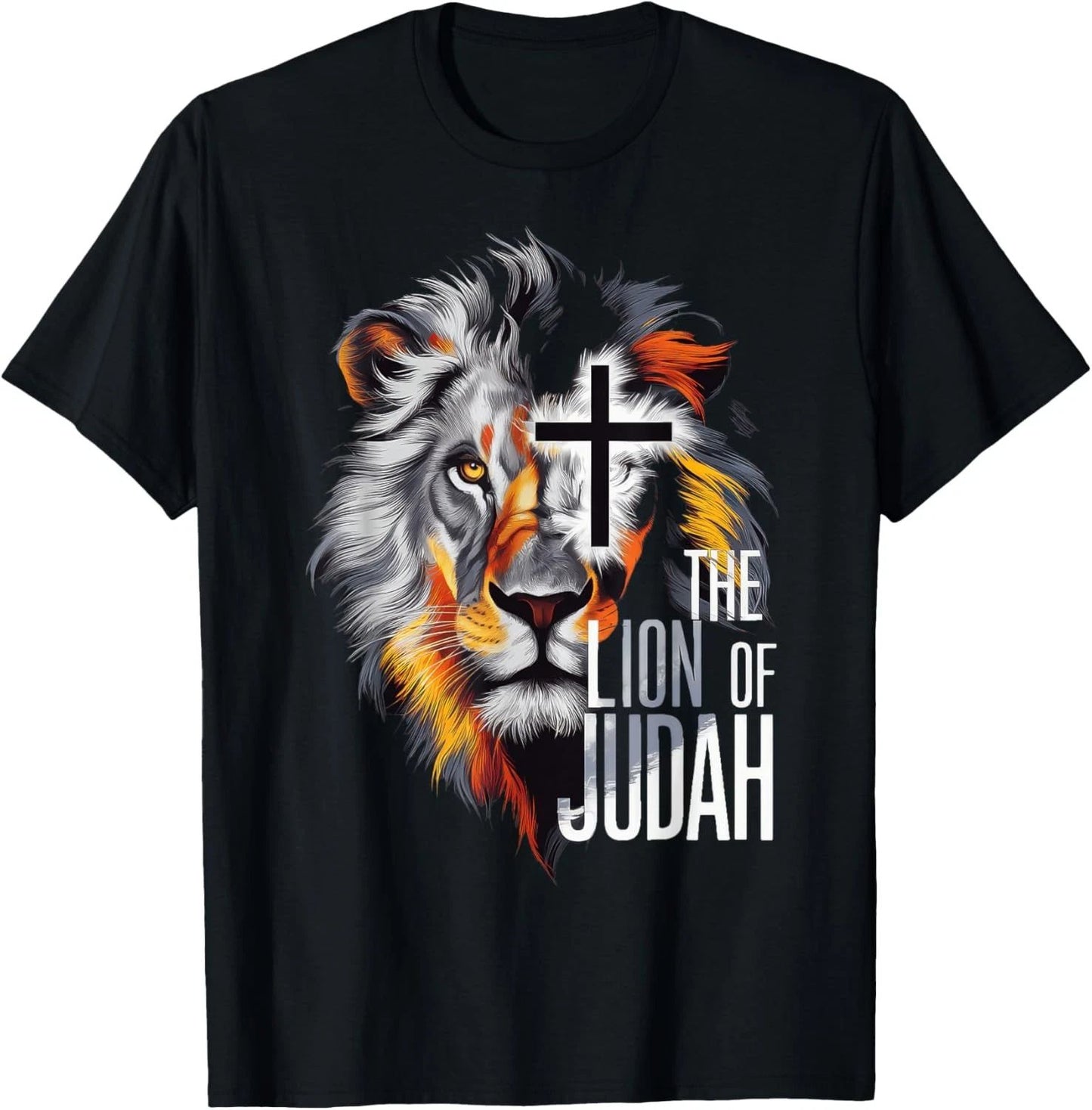 King Jesus Lion of Judah Christian Cross Faith T-Shirt