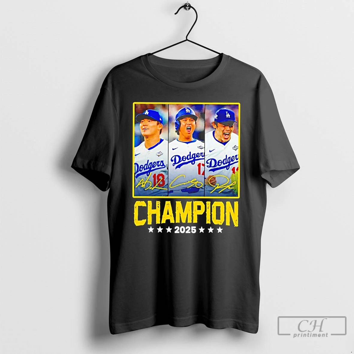 Premium Shohei Ohtani Yoshinobu Yamamoto Teoscar Hernandez Los Angeles Dodgers Champion 2025 Signatures T Shirts