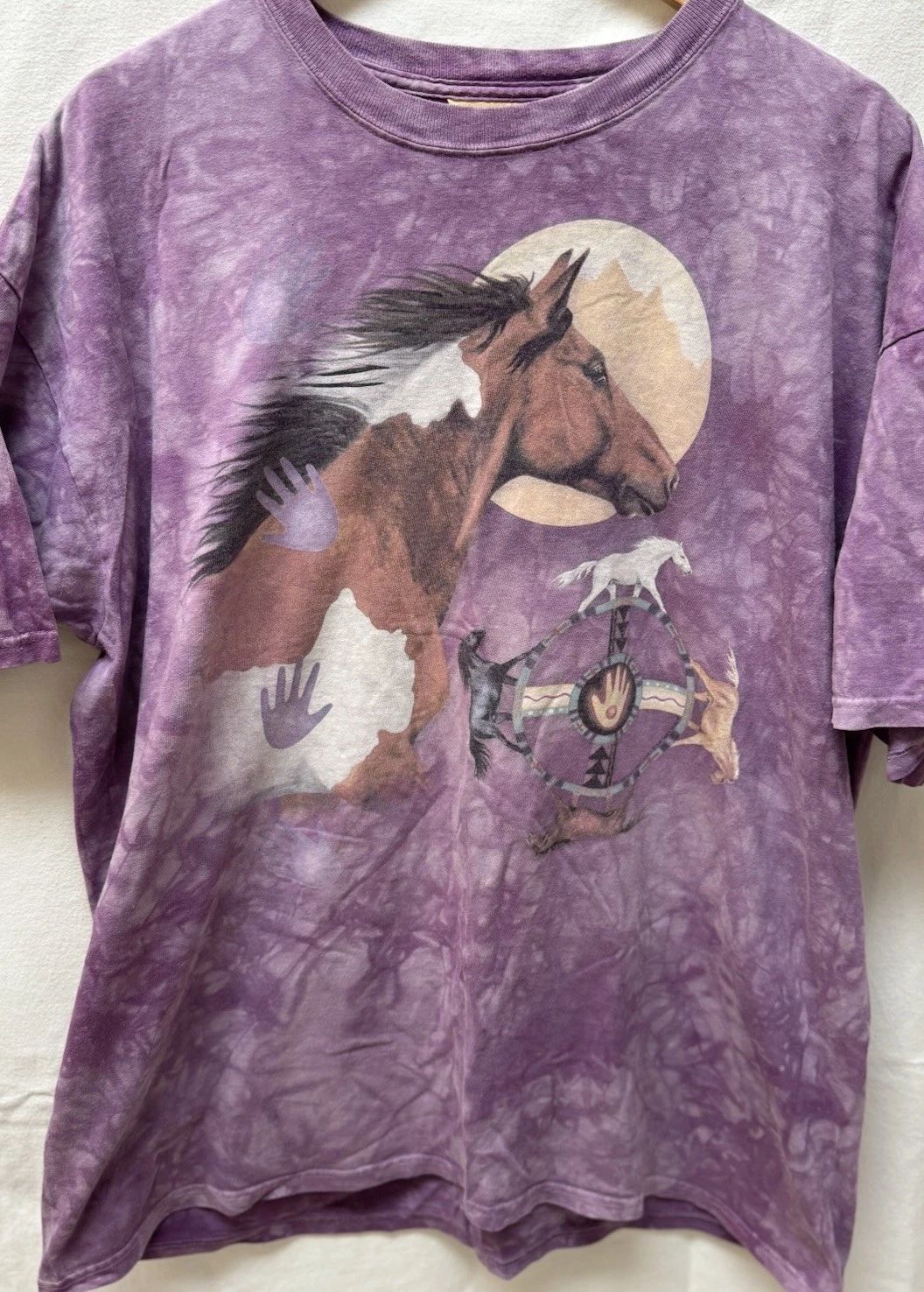 The Mountain Purple Tie Dye Horse Western Graphic XL T-Shirt Ranch Festival Boho