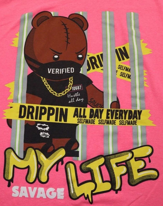 3 Forty Inc T Shirt Adult Size L Pink Drippin All Day Everyday Urban Street Wear