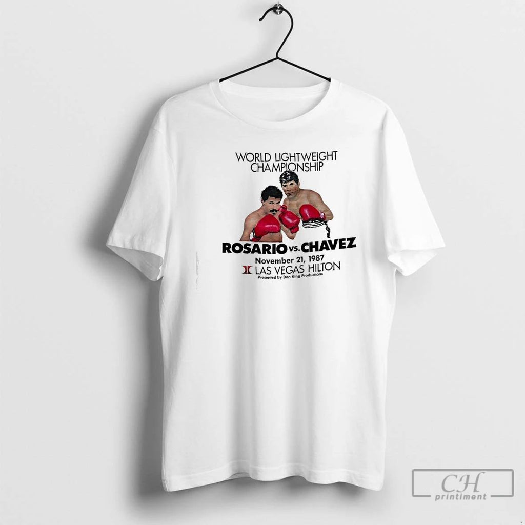 Premium Edwin Rosario And Julio Cesar Chavez World Lightweight Championship Las Vegas Hilton T Shirts