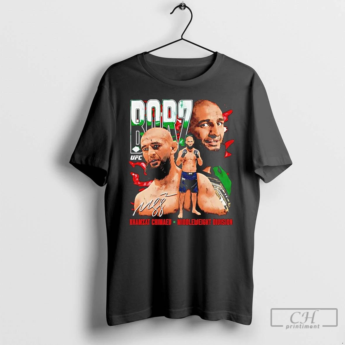 Classic Khamzat Chimaev Borz Ufc Middleweight Division Autographed T Shirts
