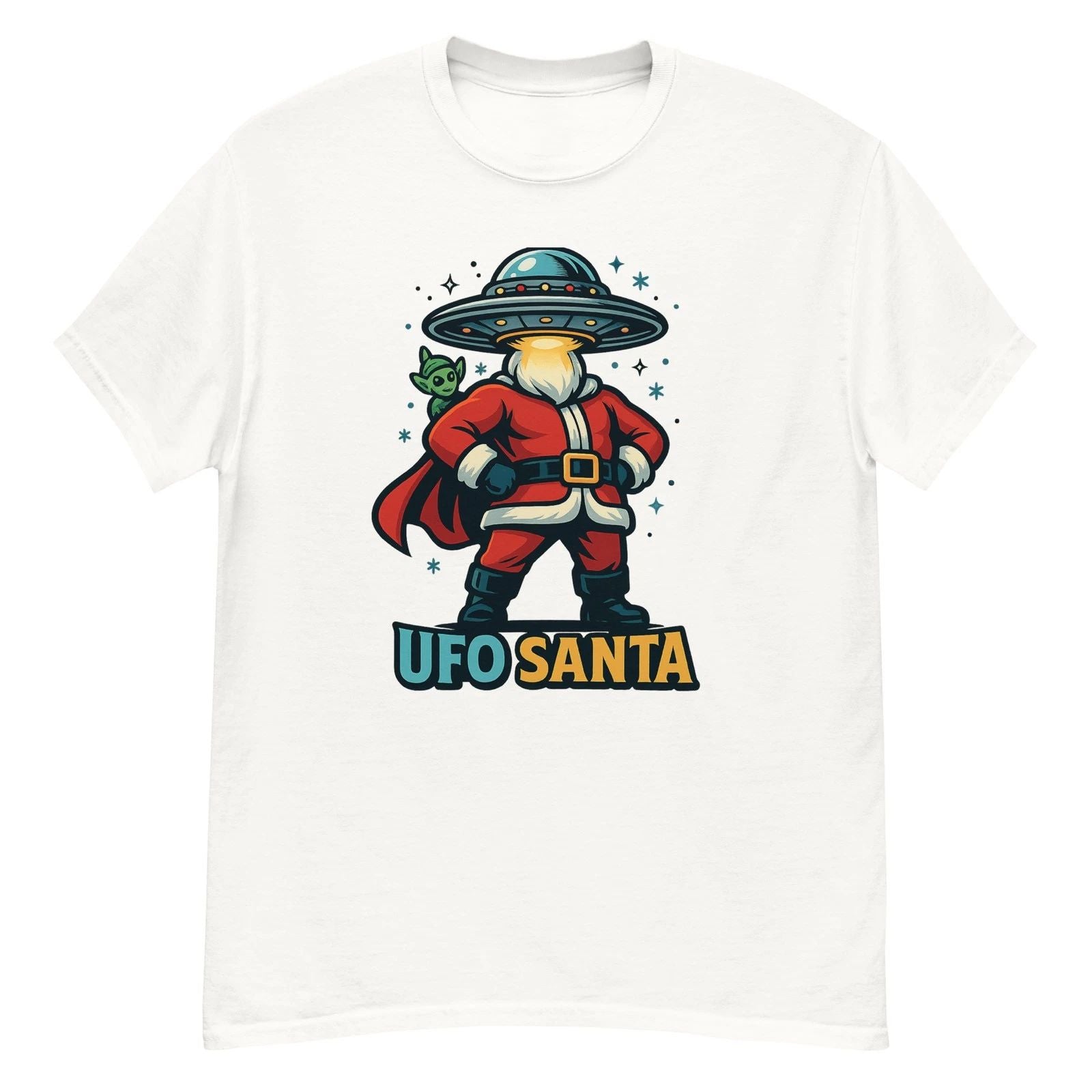 UFO Santa Alien Christmas T-Shirt Funny Sci-Fi Holiday Graphic Tee Gift