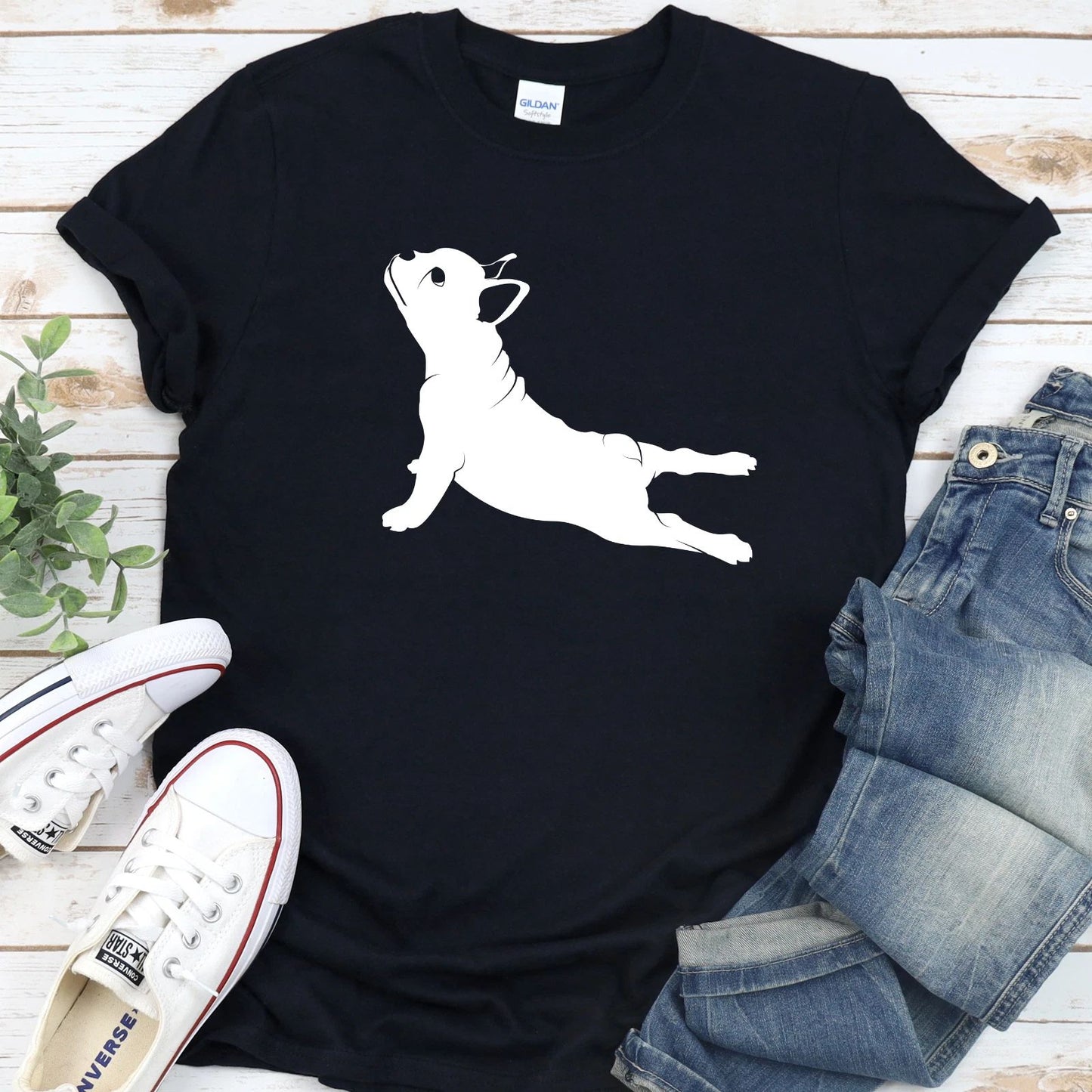 French Bulldog Yoga Shirt Pug Pilates Meditation Funny Yoga Unisex T-Shirt