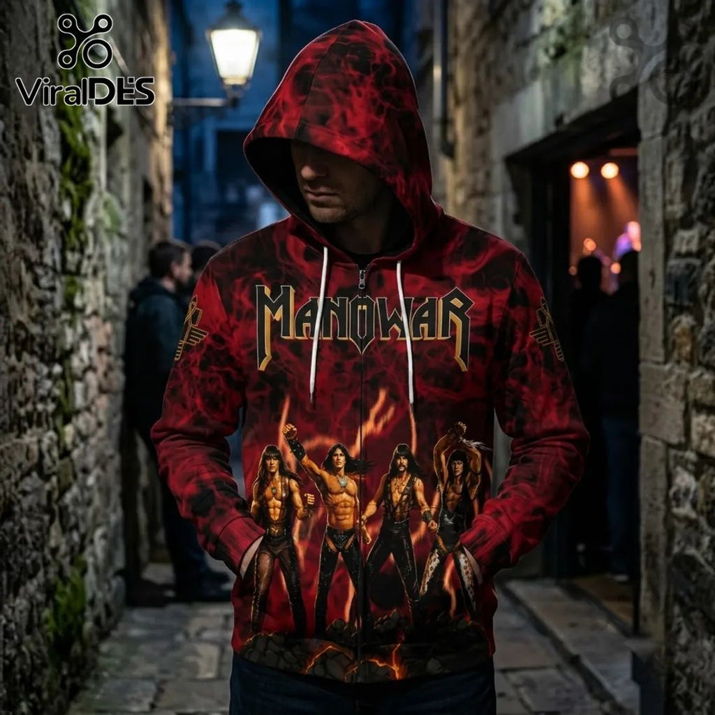Manowar 2027 World Tour Red Flame Hoodie