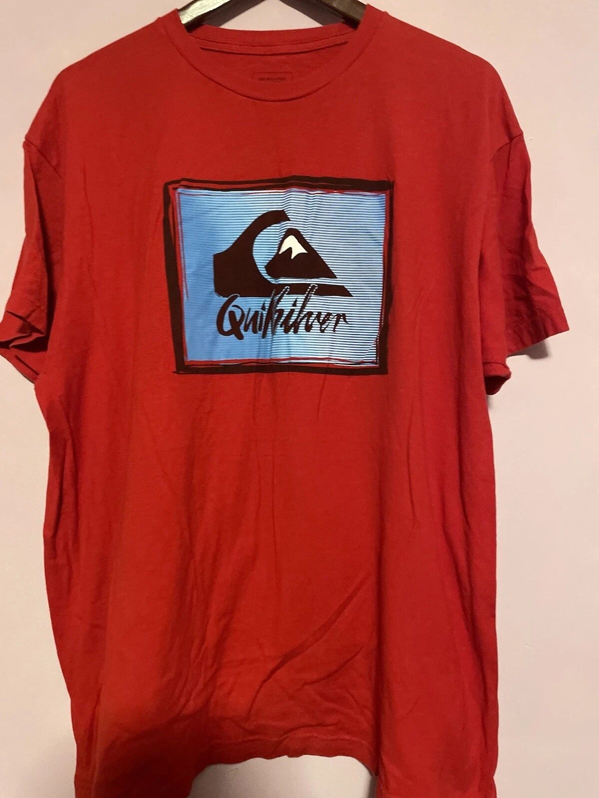 QUIKSILVER Logo Red Surf Tee Shirt Men XL B30