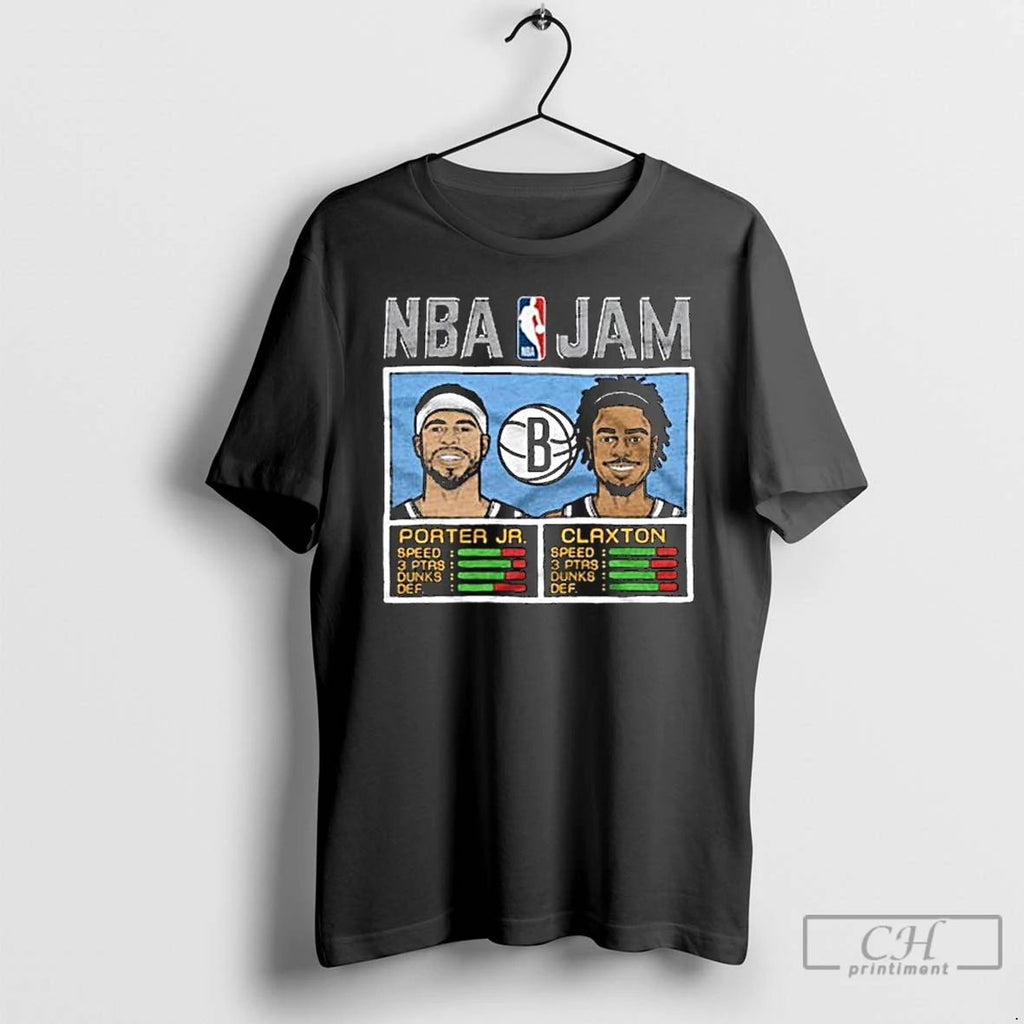 Classic Nba Jam Nets Porter Jr And Claxton Long Sleve T Shirts